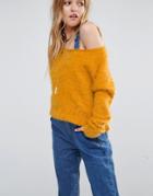 Ebonie N Ivory Extra Fluffy Slouchy Sweater - Orange