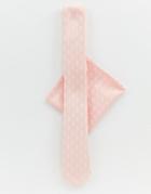 Twisted Tailor Tie And Pocket Square Set In Light Pink Jacquard