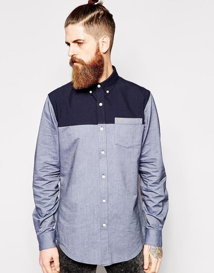 Farah Shirt With Contrast Panel - Navy