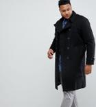 Asos Design Plus Shower Resistant Longline Trench Coat With Belt In Black - Black