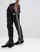 Kappa Poly Tricot Banda Joggers With Poppers In Black - Black