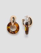 Monki Double Loop Earrings In Tortoise And Gold - Gold