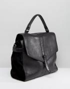 Urbancode Leather Fold Over Bag - Black