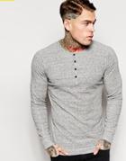 Diesel Long Sleeve Top T-serak Grandad Slub Marl - Gray