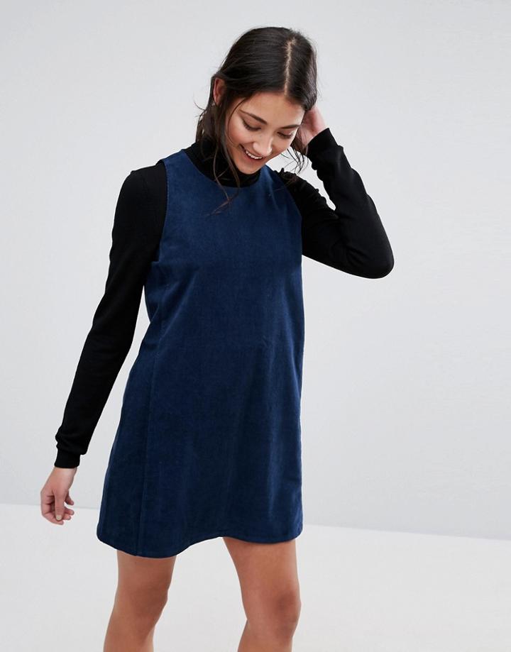 Native Youth Mini Cord Square Armhole Dress - Navy