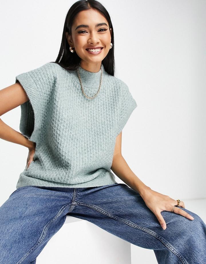 Fashion Union High Neck Longline Sweater Vest-green