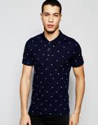 Selected Homme Dot Detail Short Sleeve Polo - Navy