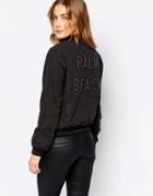 Pull & Bear Palm Spring Bomber Jacket - Black