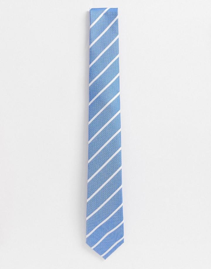 French Connection Striped Tie-blue