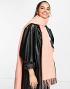 Asos Design Supersoft Scarf With Tassels In Coral-orange