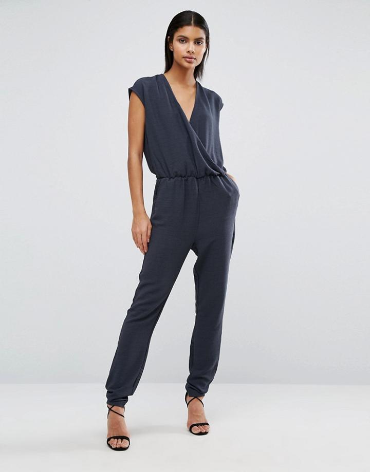 Vila V Neck Jumpsuit - Gray