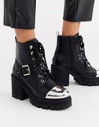 Truffle Collection Heeled Chunky Buckle Boot