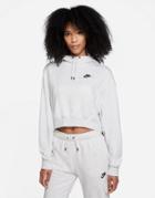 Nike Essentials Fleece Side Zip Hoodie In White Heather