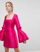 Asos Extreme Sleeve Mini Dress With Square Neck - Pink
