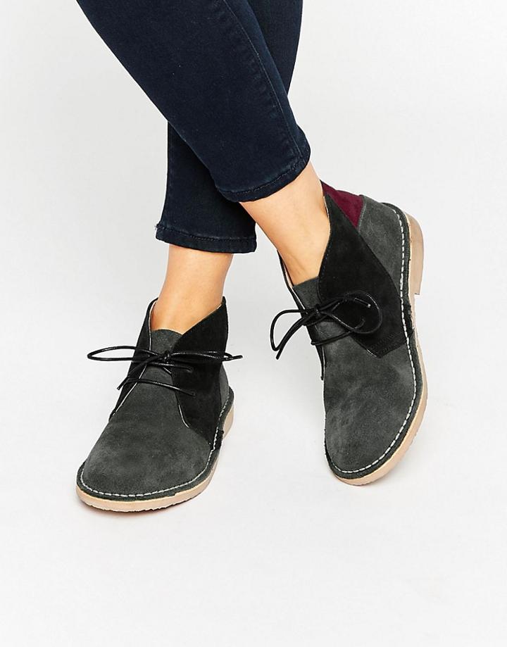 Park Lane Patchwork Suede Desert Boots - Gray Patchwork