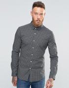 Asos Skinny Grid Check Shirt In Monochrome - Black