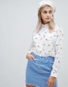 Asos Design Shirt Body In Paper Planes Print - Multi