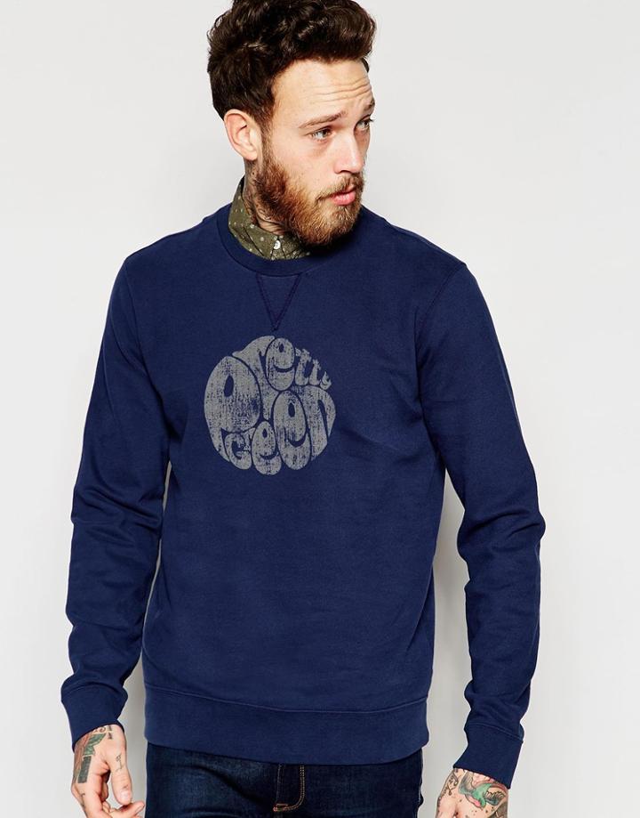 Pretty Green Sweatshirt With Logo Print In Navy - Navy