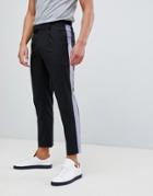 Asos Design Cigarette Crop Pants With Side Stripe - Gray