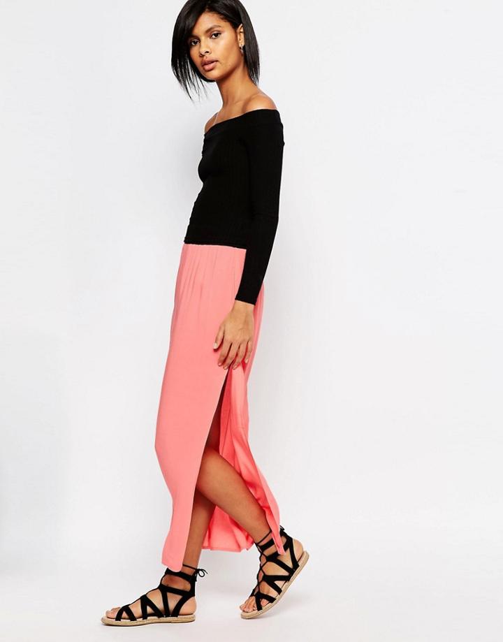 Vero Moda Maxi Skirt With Side Split - Rose