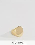 Asos Plus Gold Plated Signet Ring - Gold