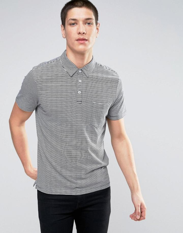 Selected Homme Jersey Polo In Stripe - Navy