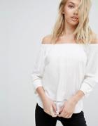 J.d.y Off The Shoulder Top With Stitch Detail - White