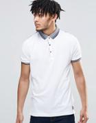 Brave Soul Contrast Rib Polo Shirt - White