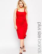 Gemma Collins Cami Bodycon Dress With Ruched Detail - Red