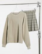 Asos Design Oversized Sweatshirt In Textured Fabric In Taupe-neutral