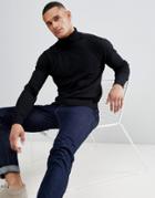 Brave Soul Roll Neck Sweater In 100% Cotton - Black