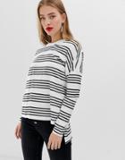 Noisy May Stripe High Low T-shirt - Multi