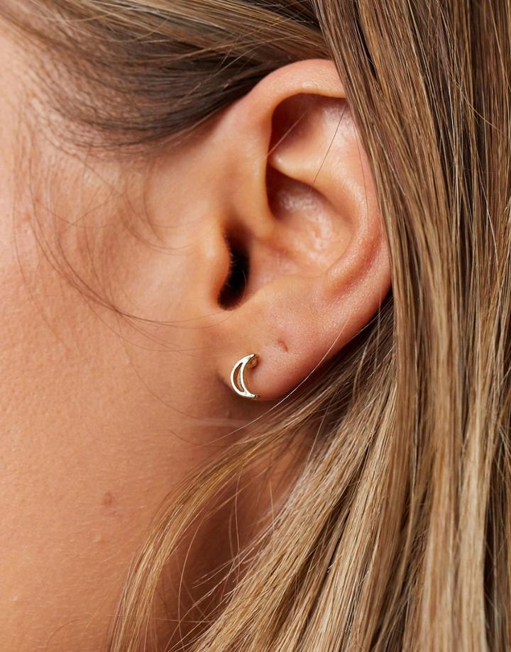 Pieces Moon Studs In Gold