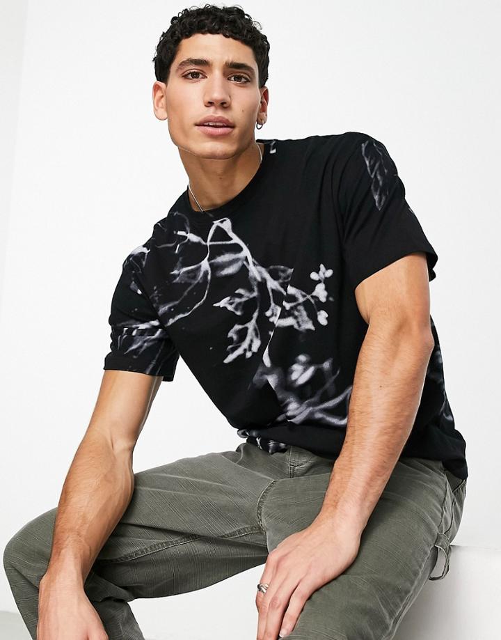 Jack & Jones Originals Oversized T-shirt With Abstract Print In Black