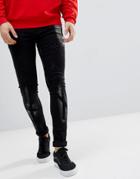 Asos Extreme Super Skinny Jeans In Black With Bleach - Black