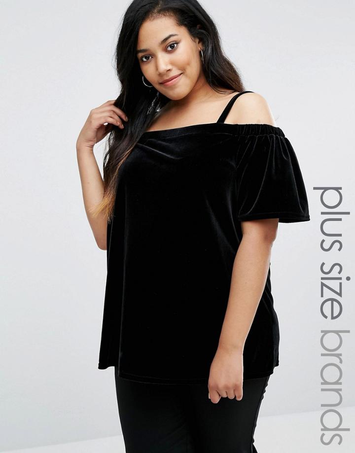 New Look Plus Velvet Bardot Swing Top - Black