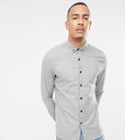Asos Design Tall Regular Fit Flannel Shirt In Gray - Gray