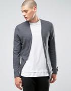 Asos Cotton Buttonless Cardigan In Charcoal - Gray