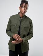 Only & Sons Overshirt Jacket With Arm Detail - Green
