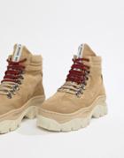 Bronx Taupe Suede Chunky Hiker Boots - Beige