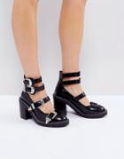 Asos Oh Gosh! Multi Buckle Heeled Shoes - Black