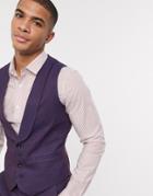 Asos Design Wedding Skinny Wool Mix Suit Suit Vest In Soft Berry Twill-red