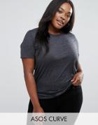 Asos Curve The Ultimate T-shirt With Curved Hem - Gray