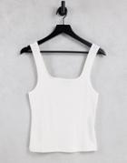 Asos Design Tank With Scoop Front And Back In White