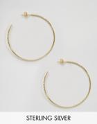 Asos Gold Plated Sterling Silver Fine Hammered 50mm Hoop Earrings - Gold