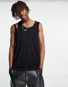 Asos Design Relaxed Cut Out Tank In Viscose In Black