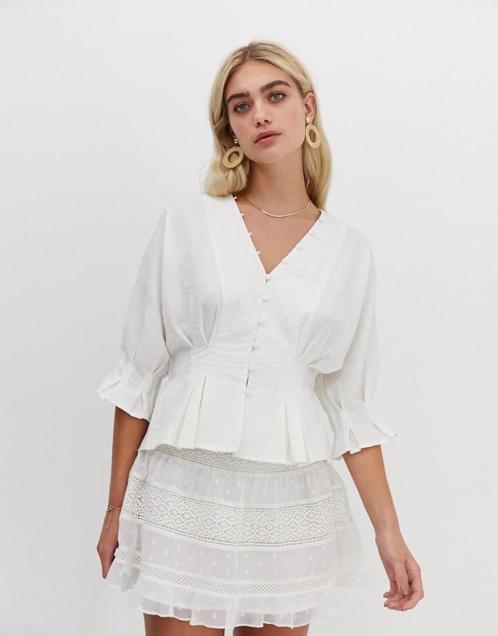 Moon River Pretty Button Blouse - White