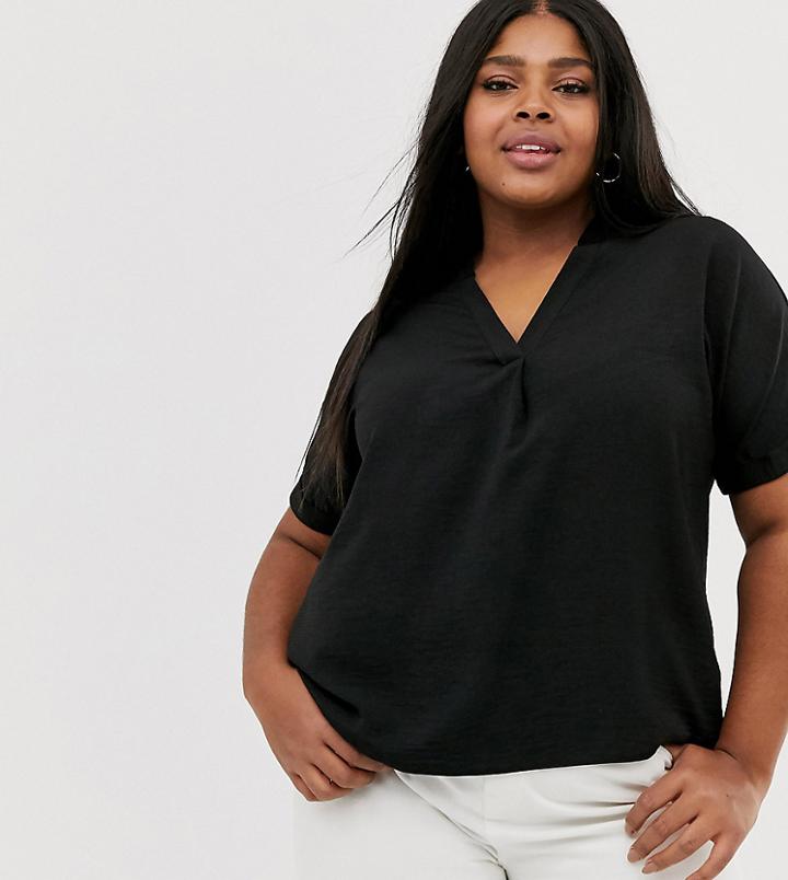 New Look Curve Short Sleeved Shirt In Black - Black