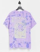 Topman Oversized Tie Dye Tee With Save The Rave Front And Back Print In Purple