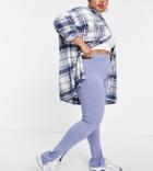 Asos Design Curve Leggings With Side Slit In Blue Gray-blues